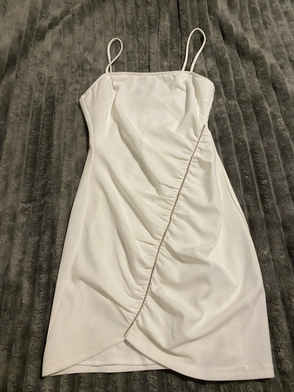 Windsor White Ruched Spaghetti-Strap Dress